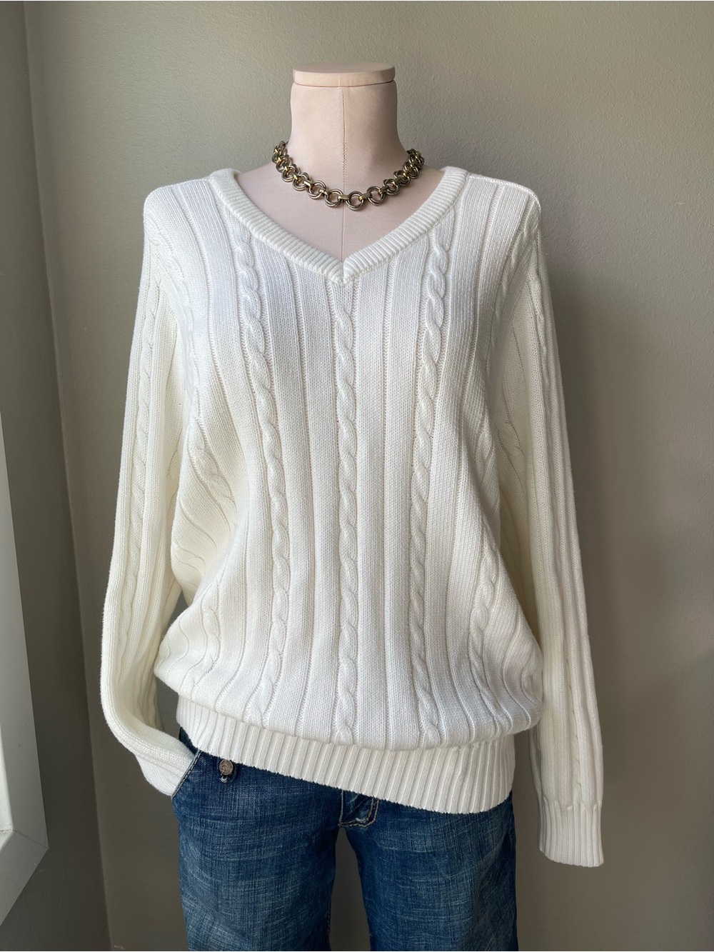 Brandy Melville Ida Cable Knit V Neck Sweater